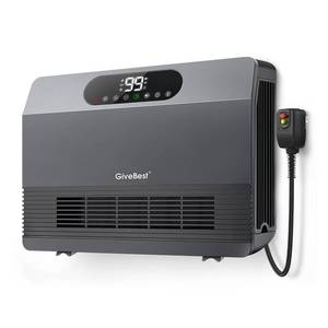 lot 6133 image: GiveBest Wall Heater, 1500W Electric Space Heater for Bedroom Bathroom with ALCI Plug, Heater with Remote Control for Office Dorm Use, Adjustable Thermostat, 12H Timers, Compatible with Alexa, White