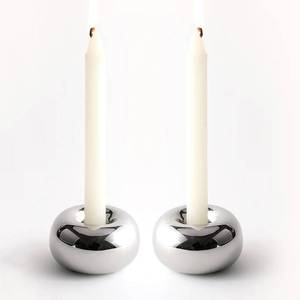 lot 6138 image: Silver Modern Doughnut Shaped Candlestick Holder, Small Decorative Taper Candle Holder for Bathtub Bedroom Livingroom��2 Pack