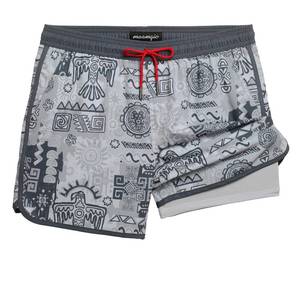 lot 6162 image: maamgic Mens Short 80s 90s Vintage 5.5 Swim Trunks Swimsuits Board Shorts Compression Liner Quick Dry 2 in 1 Beach Swimwear Thunder Gray XX-Large