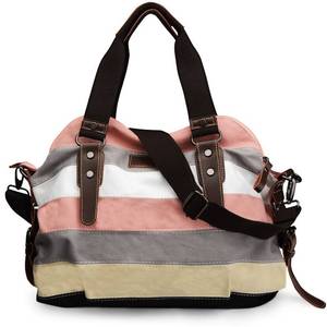 lot 6164 image: SNUG STAR Canvas Handbag Multi-Color Striped Lattice Cross Body Shoulder Purse Bag Tote-Handbag for Women (Multi Color C)
