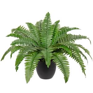 lot 6173 image: Hollyone 17.7 Fake Fern Potted Plant Small Artificial Boston Ferns in Pot 25 Leaves for Outdoors & Indoor Faux Fern Bush Plant for Patio Garden Farmhouse Windowsill Office Living Room Home Decor
