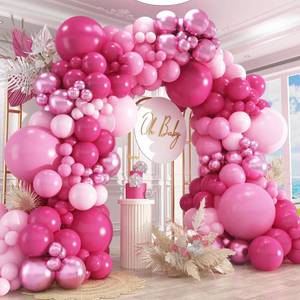 lot 6177 image: 412Pcs Pink Balloon Garland Arch Kit,18 12 10 5 Inch Hot Pink Balloons Metallic Magenta Latex Balloons for Birthday Shower Princess Theme Party Wedding valentines Background Decorations