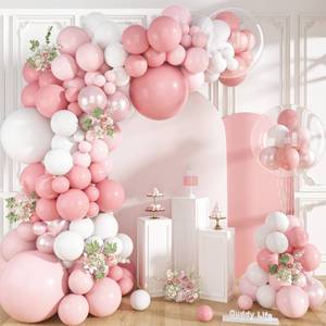 lot 6178 image: Ouddy Life Pink Balloons Arch Garland Kit, 152 Pcs Light Pink and White Balloons Arch Kit Pearl Pastel Pink Clear Balloon for Birthday Wedding Bridal Baby Shower Spring Mothers Day Party Decorations