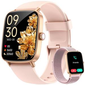 lot 6184 image: Smart Watch for Women, 1.85 HD AMOLED Fitness Tracker (AnswerCall) with 247 Heart RateSleepSpO2 Monitor for iPhone & Android, 120 Sports Modes Smartwatch with IP68 Waterproof, 2 Bands