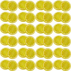 lot 6207 image: YOOHUA 40PCS Fake Artificial Lemon Lifelike Fruit Plastic Simulation Lemons Slices Decor Arrangements Photography Prop Vase Fillers Making Kitchen Cabinet Party Ornament Supplies (Yellow)
