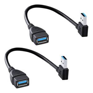 lot 6211 image: Oxsubor SuperSpeed USB 3.0 Male to Female Extension Data Cable Left and Right Angle 2PCS (20CM,8IN)