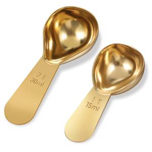 lot 6212 image: 1 Gold Measuring Spoons (15 Ml) and 1 Tablespoons (30 Ml) Coffee Scoop for Ground Coffees, Stainless Steel Coffee Spoons Set Short Handle Tablespoon Measuring Spoon for Milk Tea Sugar Protein Brewin