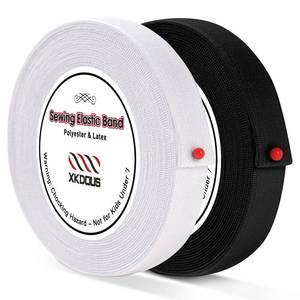 lot 6215 image: XKDOUS Elastic Band for Sewing, 0.6 Inch 14 Yards 2 Roll Knit Elastic Bands for Sewing Waistband and Pants Waist, High Elasticity(7 Yards White, 7 Yards Black)