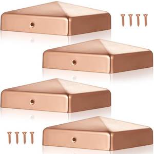 lot 6216 image: Tandefio 4 Pcs 4x4 Solid Copper Post Caps Fence Pyramid Decking Caps with Screw for Metal Wood Cedar Fence Deck Corridors Mailbox Posts End Cover