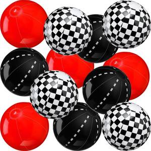 lot 6221 image: Sotiff 12 Pack Large Black White Checkered Flag Beach Ball for Kids Birthday Bulk 12 Inflatable Pool Balls for Boys Girls Summer Beach Swimming Pool Birthday Graduation Party Supplies Decoration