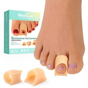 lot 6232 image: Welnove Hammertoe Corrector - 6 Pack Toe Splints - Soft Gel Toe Straighteners - Realign Bent, Curled, Crooked, Claw, Hammer Toes - Toe Corrector for Men and Women, Medium (Beige), FSA or HSA Eligible