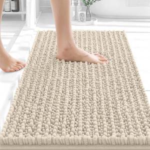 lot 6241 image: OLANLY Bathroom Rug Mat 24x16, Thick Soft and Absorbent Chenille Bath Mat, Non-Slip Rubber Backing, Machine Washable Quick Dry Bath Rugs for Tub Shower Floor, Home Decor Accessories, Sand