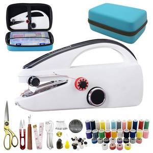 lot 6246 image: Handheld Sewing Machine Heavy Duty, with Blue Leather Storage Case and 110-Piece Sewing Kit, Mini Portable, Ideal for Adults & Beginners, Complete Set of Quick Home Clothing Repair Tools, Good Gift