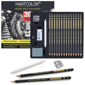lot 6259 image: MARTCOLOR Drawing Sketching Pencil Set, 20 Pieces, Graphite Pencils (14B-4H), Charcoal Sticks, Stump, Eraser, Sharpeners, Ideal for Drawing Art, Sketching, Artist Pencils for Beginners & Pro Artists
