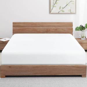 lot 6276 image: Bamboo Viscose Cooling Fitted Sheet King Size Only, 400 Thread Count, 16 Deep Pocket Cooling Bottom Sheets for Hot Sleeper, Silky Soft Breathable (King, White