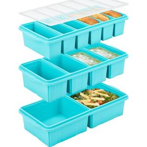 lot 6293 image: Silicone Freezer Tray With Lid - Soup Freezer Container Molds Set Makes 2-Cup & 1-Cup 12-cup Portions Cubes Perfect for preparing meals in different Portion Sizes Oven & Dishwasher-Safe