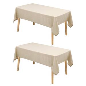 lot 6301 image: Hiasan 2 Pack Faux Linen Square Tablecloth - Wrinkle and Stain Resistant Washable Table Cloth for Kitchen Dining Room Holiday Table Cover for Party Dinner, Beige, 60 x 60 Inch