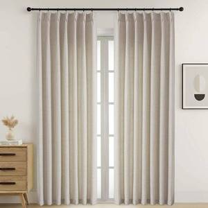 lot 11564 image: Ebesto Pinch Pleated Curtains for Windows 84 Inches Long 2 Panels, Soft Airy Thick Faux Linen Fabric Light Filtering Bedroom Curtains, Farmhouse Drapes for Living Room, Linen Color, 2x40Wx84L Inches