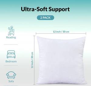 lot 11574 image: ROYALE LINENS 12 x 12 Pillow Insert - Down Alternative Throw Pillows Insert - Square Pillow Pack of 2 White - Bed & Couch Pillows - Inner Cushion for Bed, Cushion for Living Room - Shams Stuffer