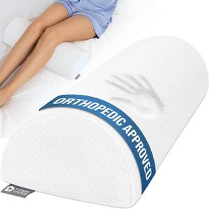 lot 11577 image: 5 STARS UNITED Knee Pillow for Back Sleeping �� Half Moon Bolster Pillow for Legs, Under Knee Pillow for Sleeping on Back, Memory Foam Leg Pillow for Back Pain, White
