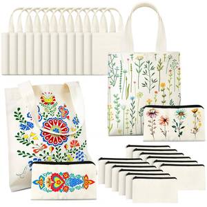 lot 11581 image: Amylove 24 Pcs Mini Blank Bag Bulk Include Blanks Small Tote Bag Blanks and Small Make up Bags for Sublimation Painting DIY (8.5 x 8,Natural Color)