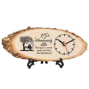 lot 11595 image: BeauGift 15 Year Anniversary Wood Gifts for Him Her, 15th Wedding Anniversary Couple Gifts for Husband Wife, 15 Years Anniversary Keepsake Gift Ideas Wooden Clock