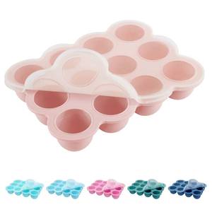 lot 11597 image: HIWOOD 12x1.5oz Baby Food Storage Containers, Baby Food Freezer Tray with Clip Lid Gossamer Pink, Food Grade Silicone Freezer Trays for Purees & Vegetables