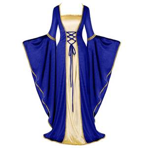 lot 11601 image: Spooktacular Creations Renaissance Costume Women, Blue Velvet Medieval Dress for Women, Irish Fairy Renaissance Dress with Decorated Lace for Wedding, Halloween Cosplay Themed Party (Medium)