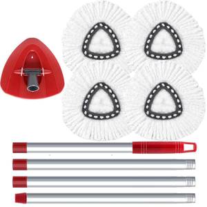 lot 11621 image: O-Cedar Spin Mop Head, Base, Handle Replacement for EasyWring 1 Tank System, 4 Microfiber Mop Refills, 1 Base and 30-58in Handle Set Combo, White