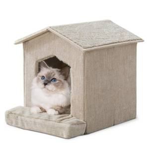 lot 11622 image: DEBANG HOME Cat Beds for Indoor Cats,Cat Houses,Cat Cave with Orthopedic Cushion,Foldable Cat Condos,Hideaway,Shelter,Beige Cat Tent for Small Dogs and Rabbit,Squirrel