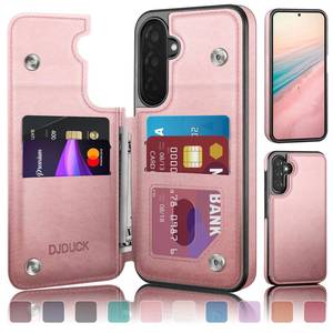 lot 12002 image: DJDUCK Designed for Samsung Galaxy A36 Case Wallet with Card Holder, Magnetic Clasp Cover RFID Blocking Leather Protection Shockproof Women Men Cases for Samsung A36 Rose Gold