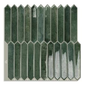 lot 12010 image: Green Long Hexagon Tile Peel and Stick Backsplash, 10 Sheets Self-Adhesive Wall Tiles Stick on Back Splash for Kitchen, Bathroom, Fireplace,RV(12�12)