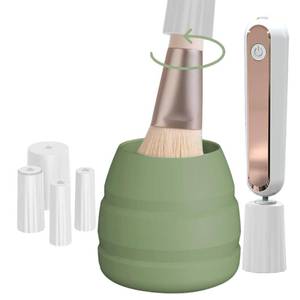 lot 12012 image: HOERCAAL Electric Makeup Brush Cleaner and Dryer, Portable Automatic Brush Cleaner with 3 Power Levels, Fast Motor Speed, 5 Rubber Collars, Rechargeable Quick Clean & Dry for Makeup Brushes