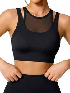lot 12042 image: OQQ Women��s Sports Bra Mesh Cutout Workout Tank Top for Yoga Activewear Clothes 2026 Black