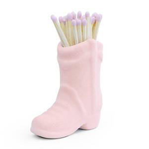 lot 12047 image: KALAUTO Cowboy Boot Match Holder With Striker - Coastal Home Ceramic Cowgirl Boot Decor Aesthetic Small Cute Matchstick Box Western Decorative Mini Matchesboxes For Bathroom Bedroom Fireplace Kitchen