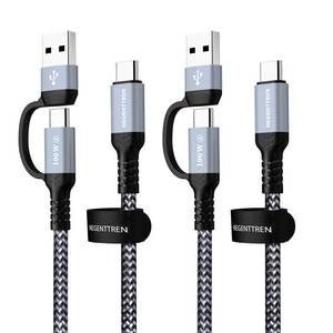 lot 12061 image: NEGENTTREN 2 in 1 USB C to C Cable 100W (6FT, 2Pack), 5A Fast Charging Type A to C Charger Cord Nylon Braided USB C Cable for iPhone 16 Max Series, MacBook Pro, iPad (100W Cable)