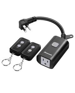 lot 12064 image: DEWENWILS Outdoor Remote Control Outlet, 15A Wireless Remote Control Switch, 100FT Control Range&14AWG SJTW Power Cord, for Lights Outdoor Appliances, 2 Remote Controls1 Outlet