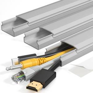 lot 12067 image: Yecaye TV Cord Hider, 42In Large Cable Hider Grey, Wire Covers for 4 Cords, Wire Hiders for TV on Wall, Cable Raceway Concealer, W1.18in H0.6in, Grey
