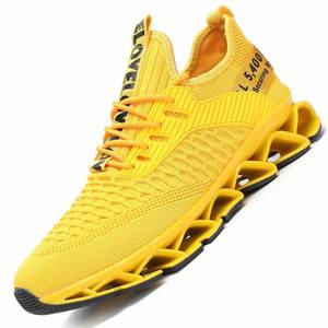 lot 12068 image: Chopben Mens Running Shoes Blade Non Slip Fashion Sneakers Breathable Mesh Casual Athletic Lightweight Walking Shoes Yellow 6.5