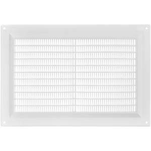 lot 12079 image: ECOPRO VENT 10 x 7 Inch (Outer) White Vent Cover - Plastic Ventilation Grille with Protective Mesh. HVAC. Return Air Vent Cover.  Wall, Ceiling, Shed VentAir Supply, Exhaust Ventilation Grill