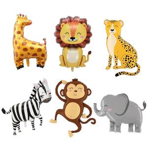 lot 12091 image: Jungle Safari Foil Balloons �� Jungle Animal Party Set with Elephant, Monkey, Lion, Giraffe, Leopard, Zebra & Crocodile for Baby Shower & Birthday Decorations (6-Piece Animal Balloons) (Missing 3)