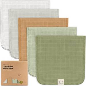 lot 12117 image: KeaBabies Cotton Muslin Burp Cloths Baby Boy, Girl - 5-Pack Soft & Absorbent Burping Cloth for Babies, Large Baby Towels & Washcloths for Newborn, Spit Up Rags, No Shrink, 20x10 (Pine)
