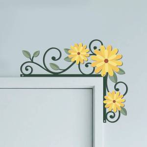 lot 12131 image: CUTHOLLOW Daisy Metal Door Frame Decoration Plant Theme Door Topper Window Corner Wall Art Decor for Home Bathroom Bedroom Office, Yellow