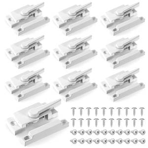 lot 12137 image: 10 Pack Window Sash Locks Cam Action White Window Sash Locks White Cam Sash-Locks Window-Latches with Keeper Diecast for Double Hung, Vertical and Horizontal Sliding