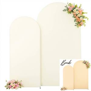 lot 12141 image: Ivory and Champagne Arch Backdrop Cover 7.2FT 6FT Wedding Arch Covers Set of 2 Arches Covers Stretchy Backdrop Spandex Fitted Double-Color Fabric Backdrops for Party Baby Shower Birthday Decoration