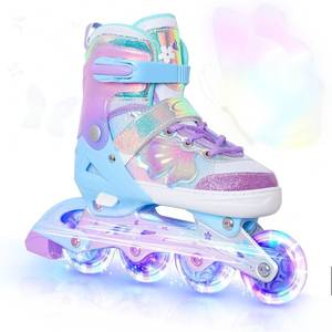 lot 12143 image: Kids Inline Skates for Girls and Boys -Purple Blades Roller for Kids Age 4 5 6 7- Adjustable All Light up Wheels Indoor Outdoor Sports Birthday Gift for Son and Grandson