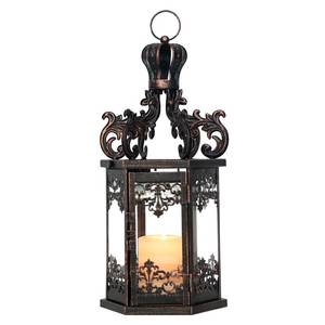 lot 12146 image: NEEDOMO Large Lanterns Decorative Outdoor, 17.7 Black Lanterns Decor Indoor with Tempered Clear Glass, Vintage Metal Hanging Candle Holder for Patio, Front Porch, Table, Wedding, Shelf