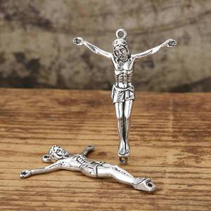 lot 12321 image: TUESMEILL DIY Jesus Crucifix Sculpture Figurine, 2pcs Catholic Catholicos Jesus Crosses Decoration Parts for Wall Crucifix Craft, Religious Decor Statue