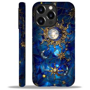 lot 12330 image: ZHEGAILIAN Case for iPhone 12 iPhone 12 Pro,Stained Glass Moon Stars for 2 in 1 Hard Shell  Soft Silicone,Shockproof Bumper Drop Protective Case