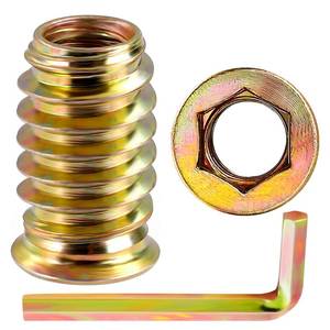 lot 12332 image: MewuDecor 516-18 Threaded Inserts for Wood Nutsert Furniture Screw-in Nut 25mm Length Hex Drive, 25 PCS